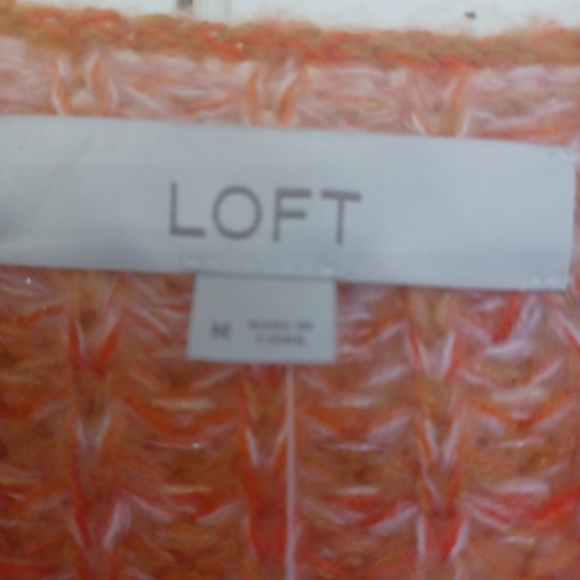 LOFT SPACEDYE KNIT V NECK SWEATER SIZE MEDIUM NWT PINK ORANGE  PASTELS - Picture 14 of 15